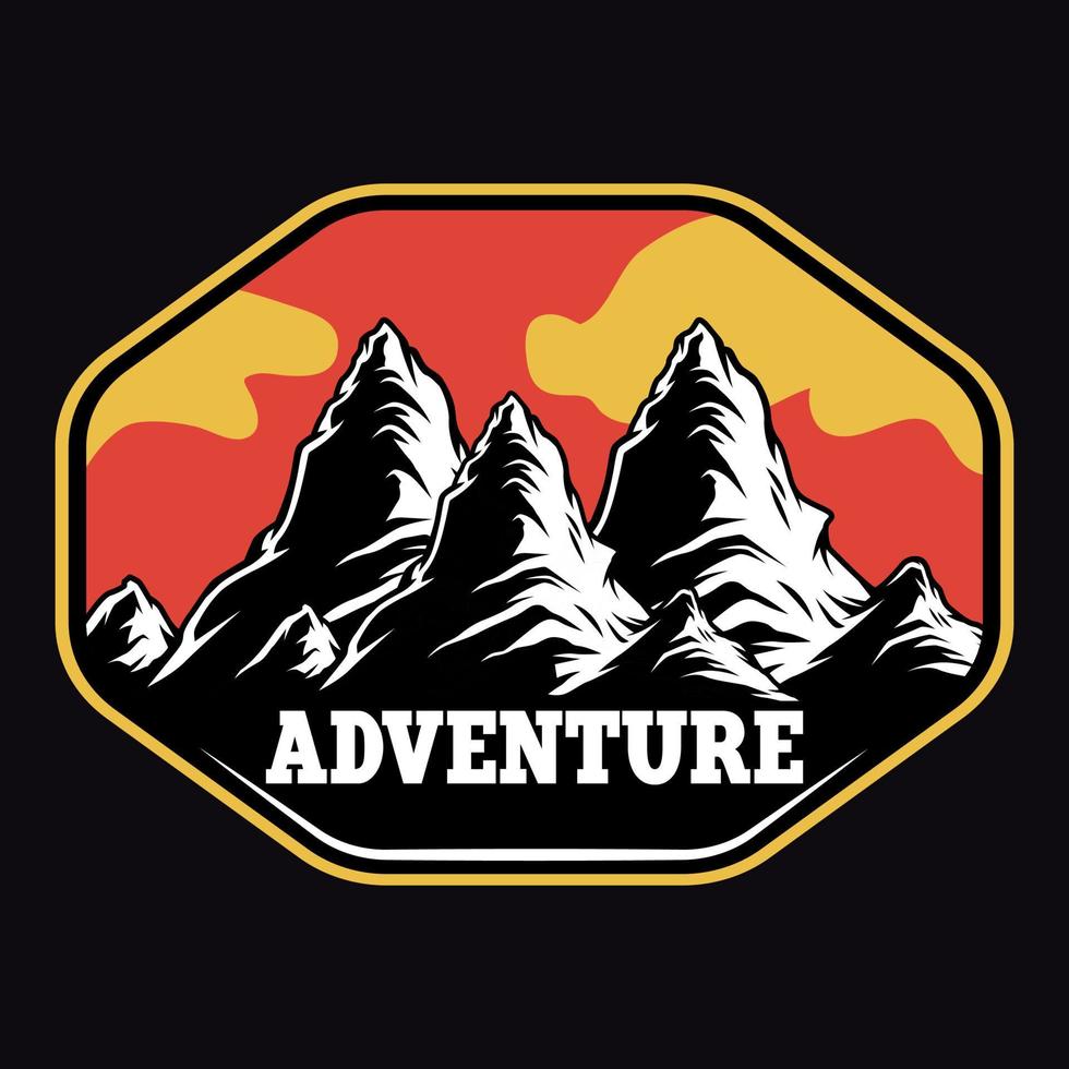 montaña aventura al aire libre etiqueta vector ilustración retro vintage insignia etiqueta y diseño de camiseta