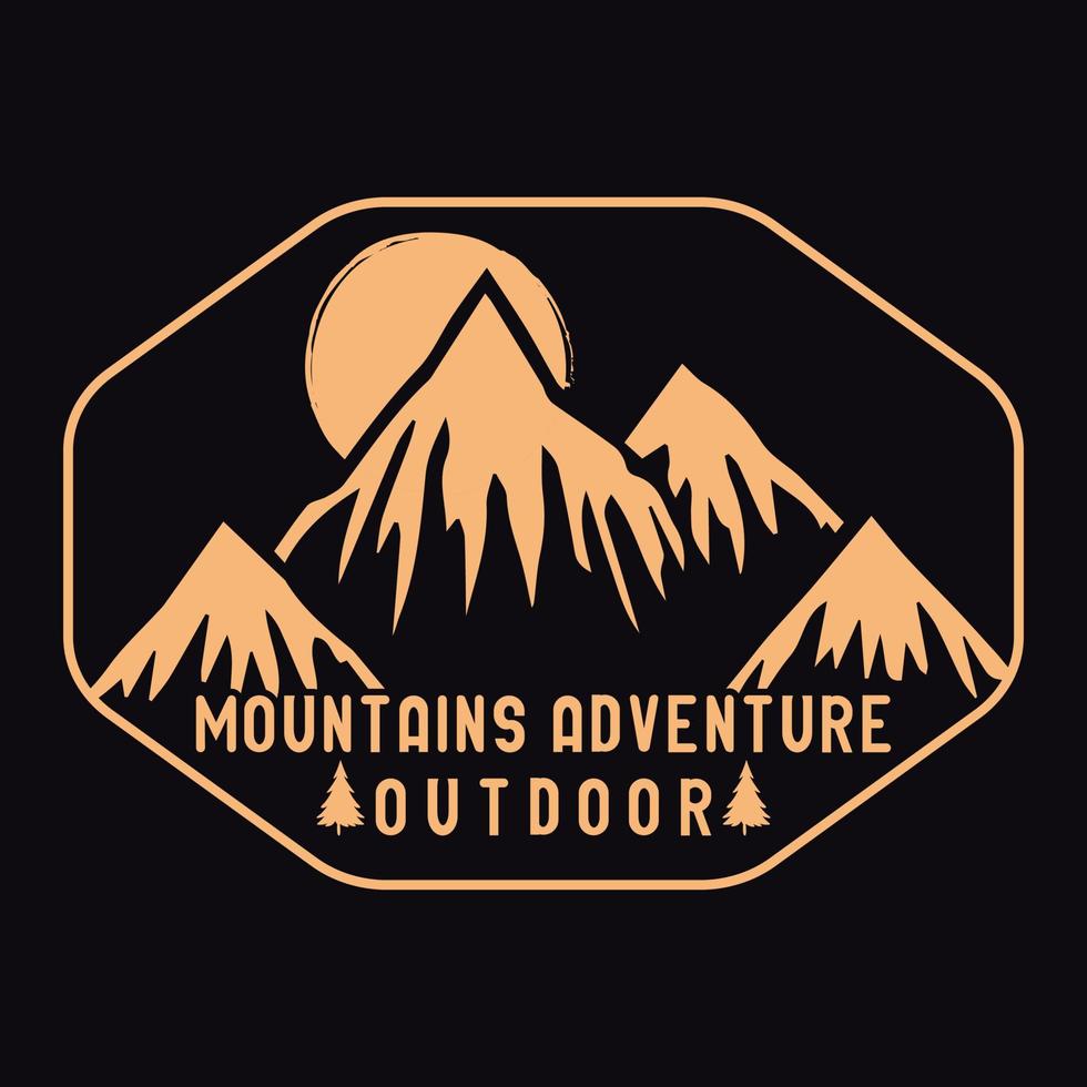 Mountain Outdoor Adventure Label Vector Illustration Retro Vintage Badge Sticker And T-shirt Design