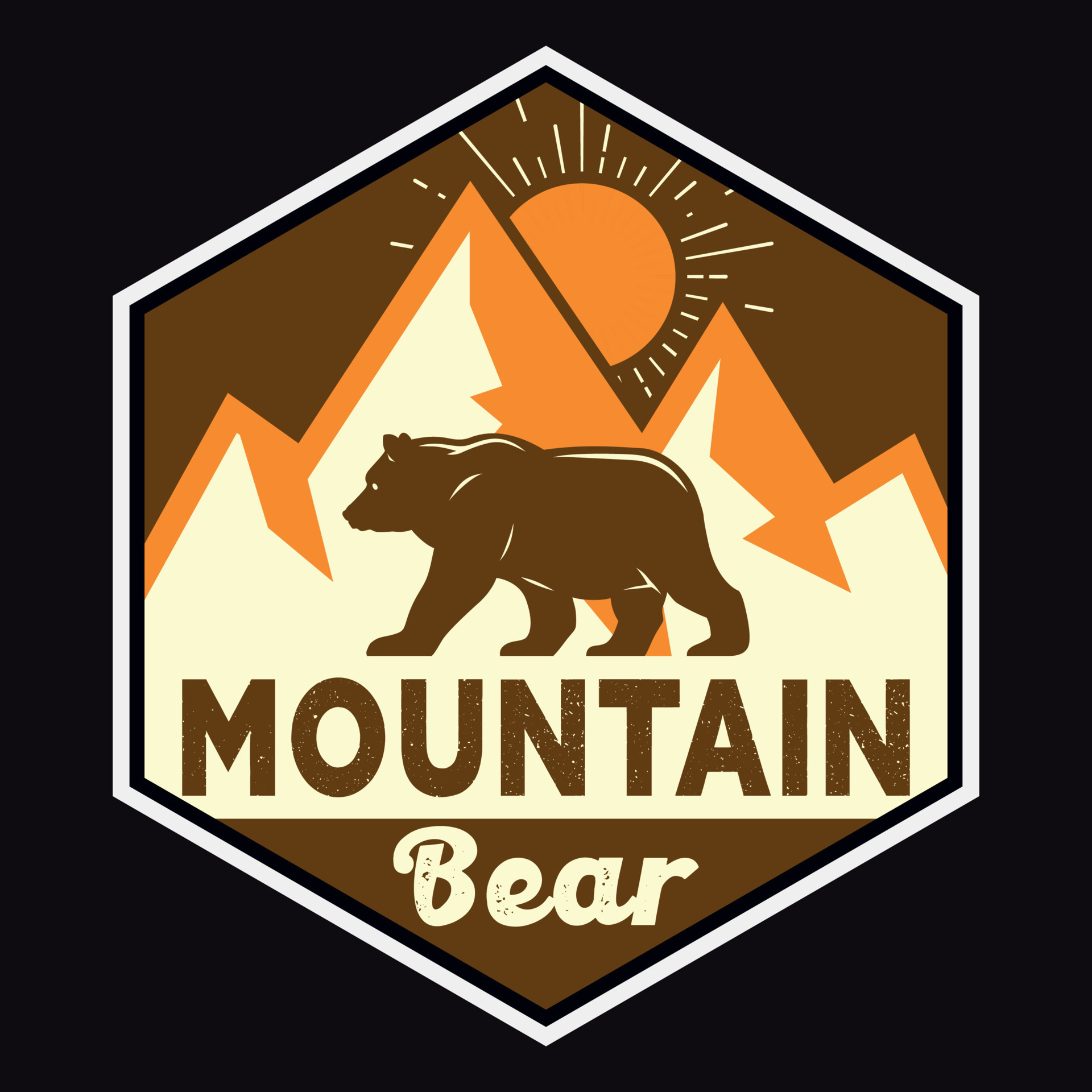 Adventure Bear Label Vector Illustration Retro Vintage Badge Sticker
