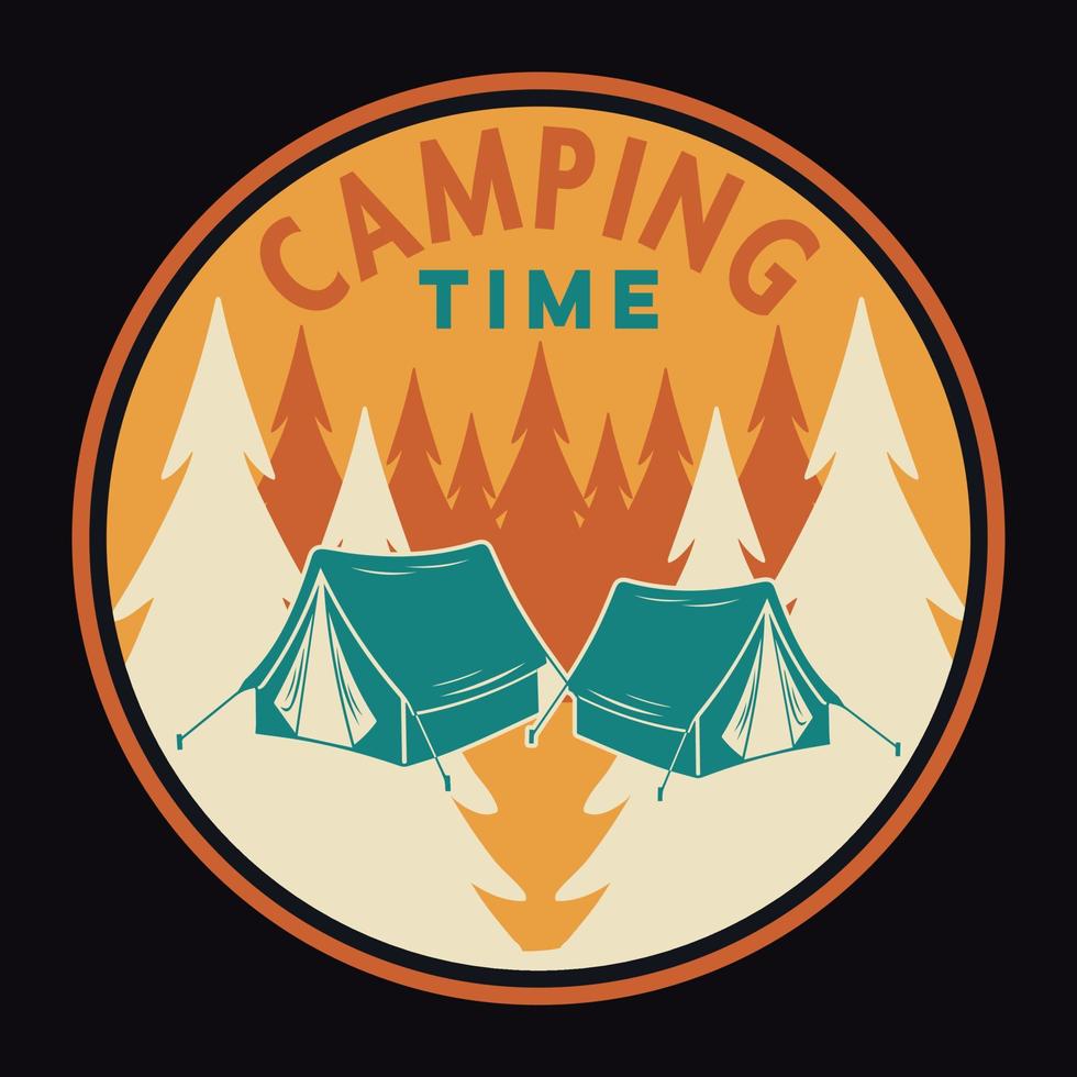 Adventure Camping Label Vector Illustration Retro Vintage Badge Sticker And T-shirt Design