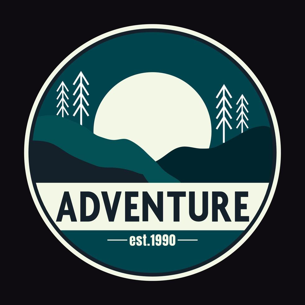 Mountain Outdoor Adventure Label Vector Illustration Retro Vintage Badge Sticker And T-shirt Design