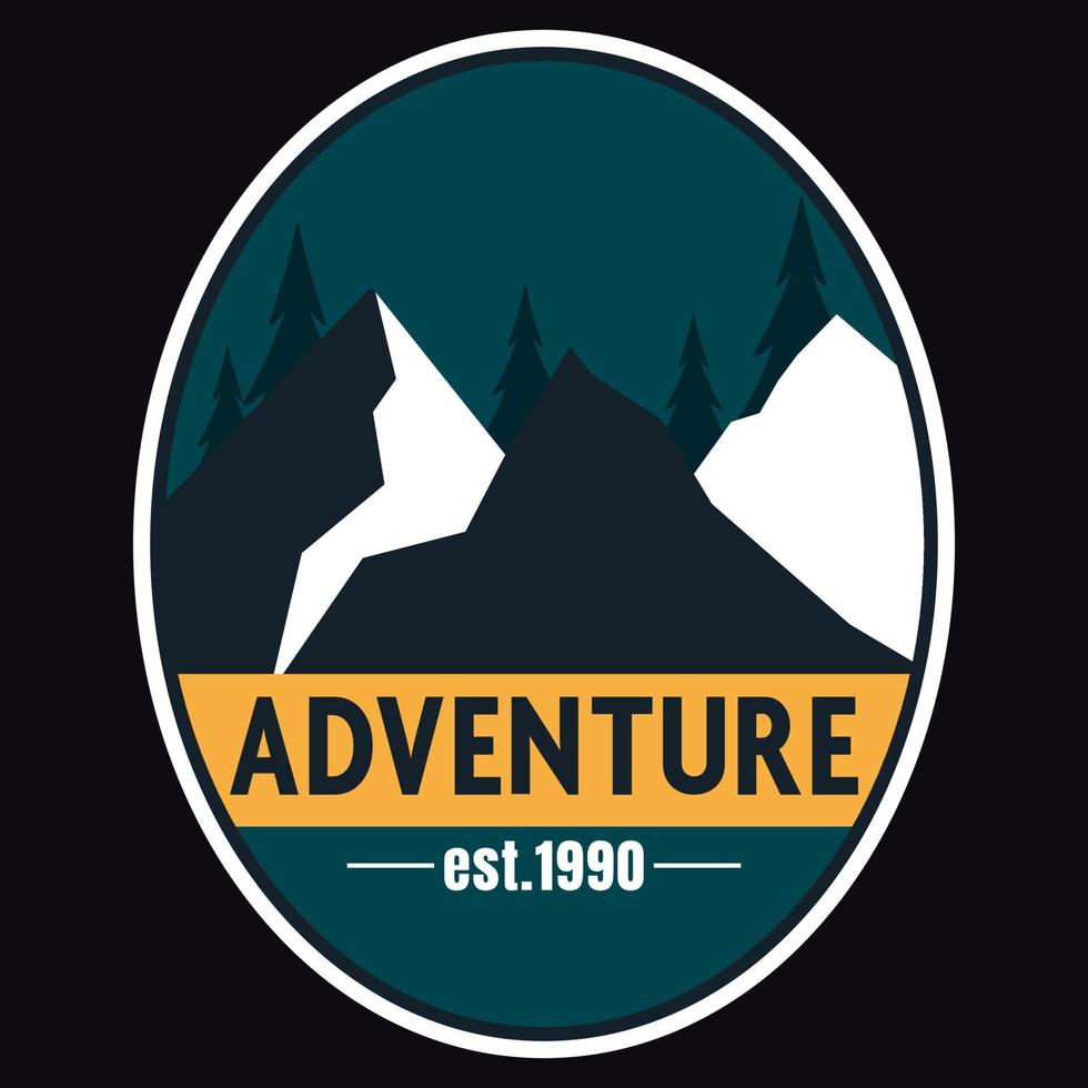 Mountain Outdoor Adventure Label Vector Illustration Retro Vintage Badge Sticker And T-shirt Design