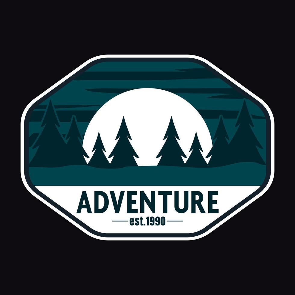 Mountain Outdoor Adventure Label Vector Illustration Retro Vintage Badge Sticker And T-shirt Design