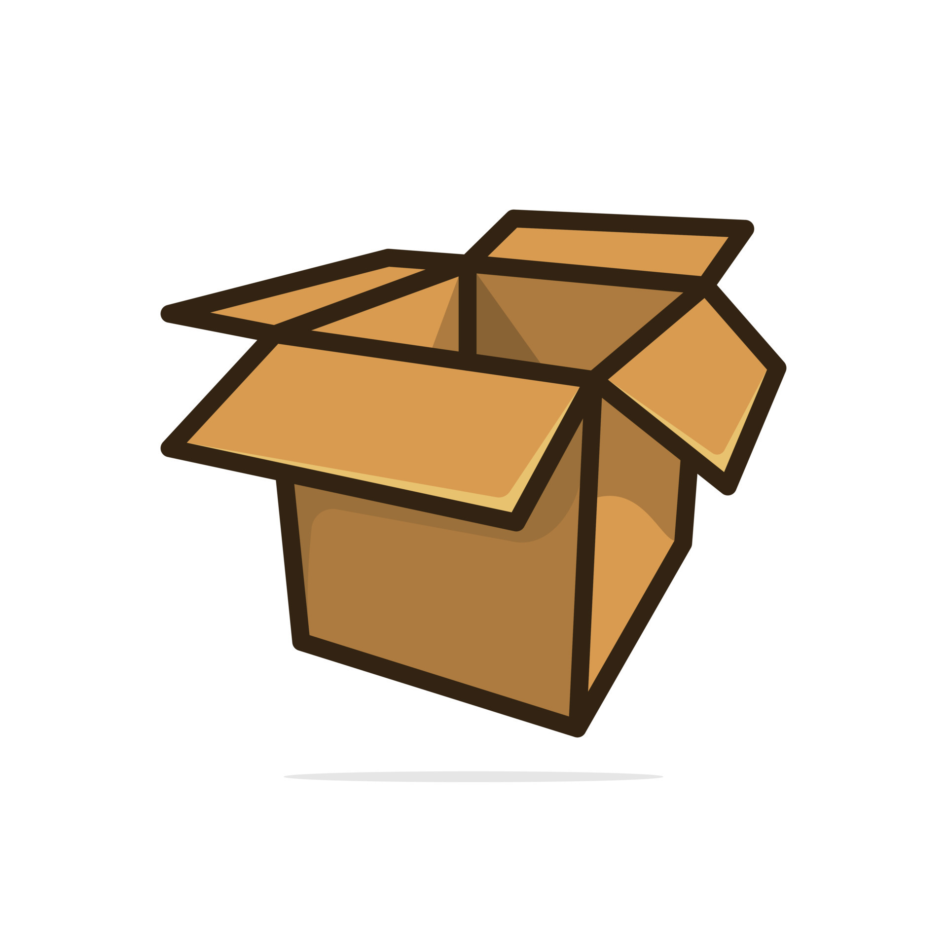 Ilustración de vector de vista lateral de cajas de cartón. concepto de  icono de objeto comercial y de carga. diseño vectorial de cajas abiertas de  carga de entrega con sombra. diseño de