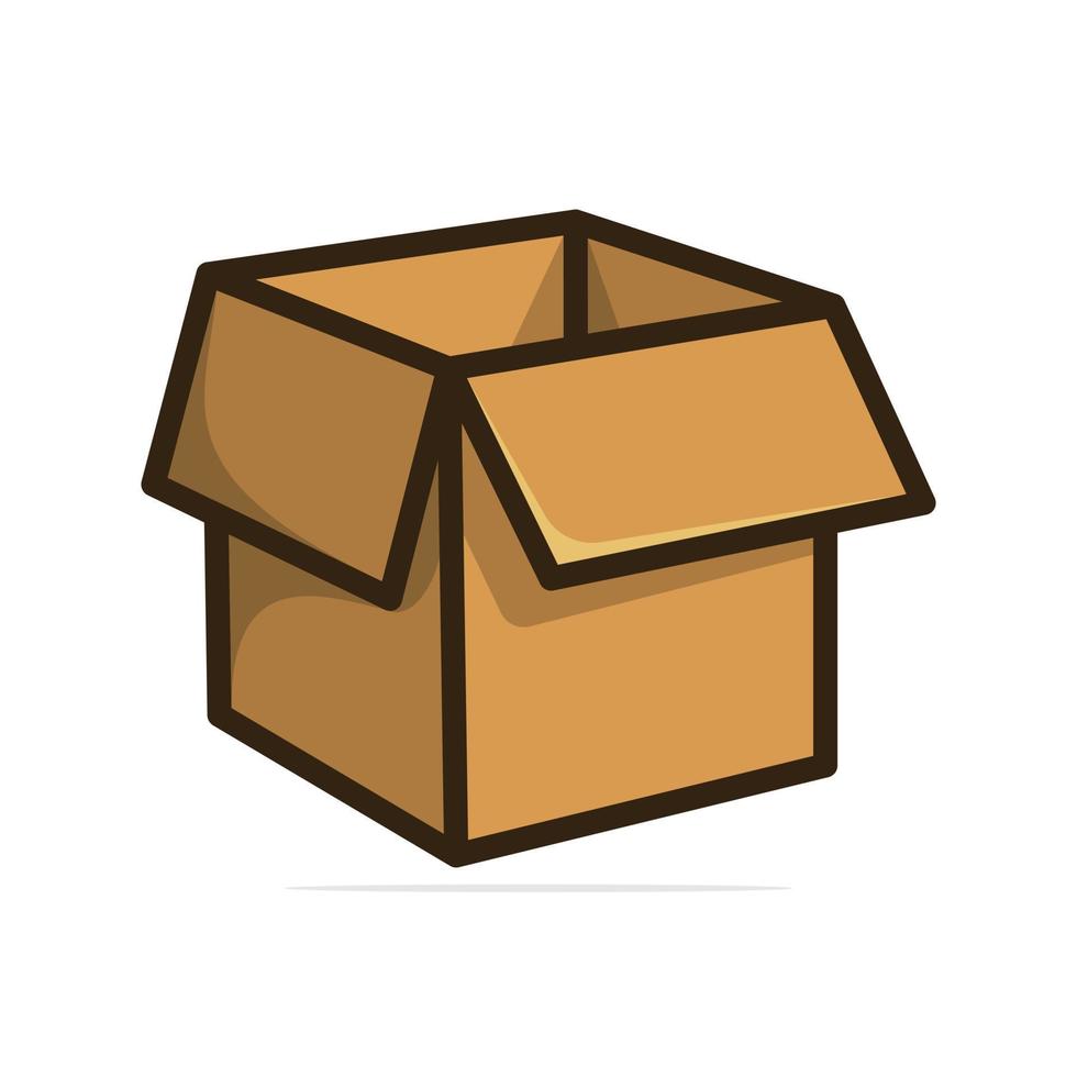 Cardboard Boxes side View vector illustration. Business and cargo object icon concept. Delivery cargo open boxes vector design with shadow. Empty open and cardboard box icon design.