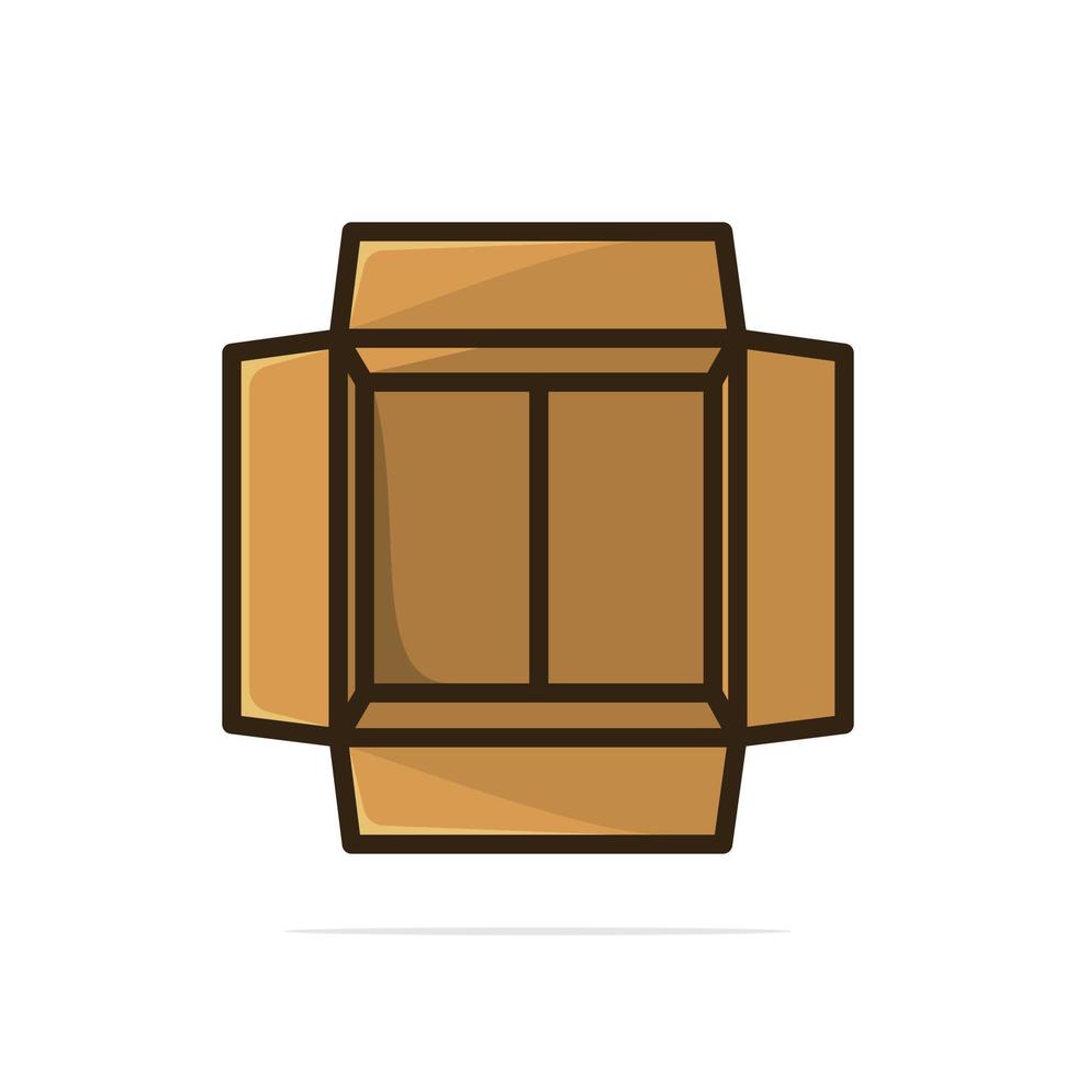 Cardboard Boxes Top View vector illustration. Business and cargo object icon concept. Delivery cargo open boxes vector design with shadow. Empty open and cardboard box icon design.