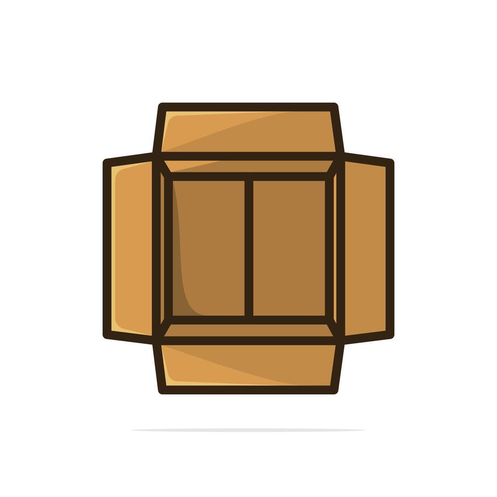 Ilustración de vector de vista superior de cajas de cartón. concepto de icono de objeto comercial y de carga. diseño vectorial de cajas abiertas de carga de entrega con sombra. diseño de icono de caja abierta y de cartón vacía.