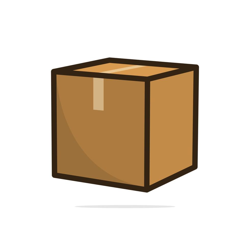 Ilustración de vector de vista lateral de cajas de cartón. concepto de icono de objeto comercial y de carga. diseño vectorial de cajas cerradas de carga de entrega con sombra. diseño de icono de caja de cartón cerrada vacía.