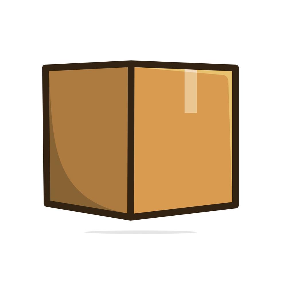 Ilustración de vector de vista lateral de cajas de cartón. concepto de icono de objeto comercial y de carga. diseño vectorial de cajas cerradas de carga de entrega con sombra. diseño de icono de caja de cartón cerrada vacía.