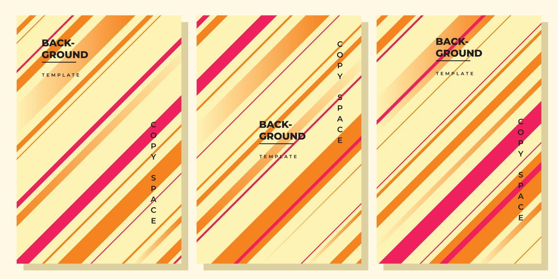 Geometric background template set copy space for poster, flyer, booklet, brochure, leaflet, or pamphlet. Colorful lines background design. vector