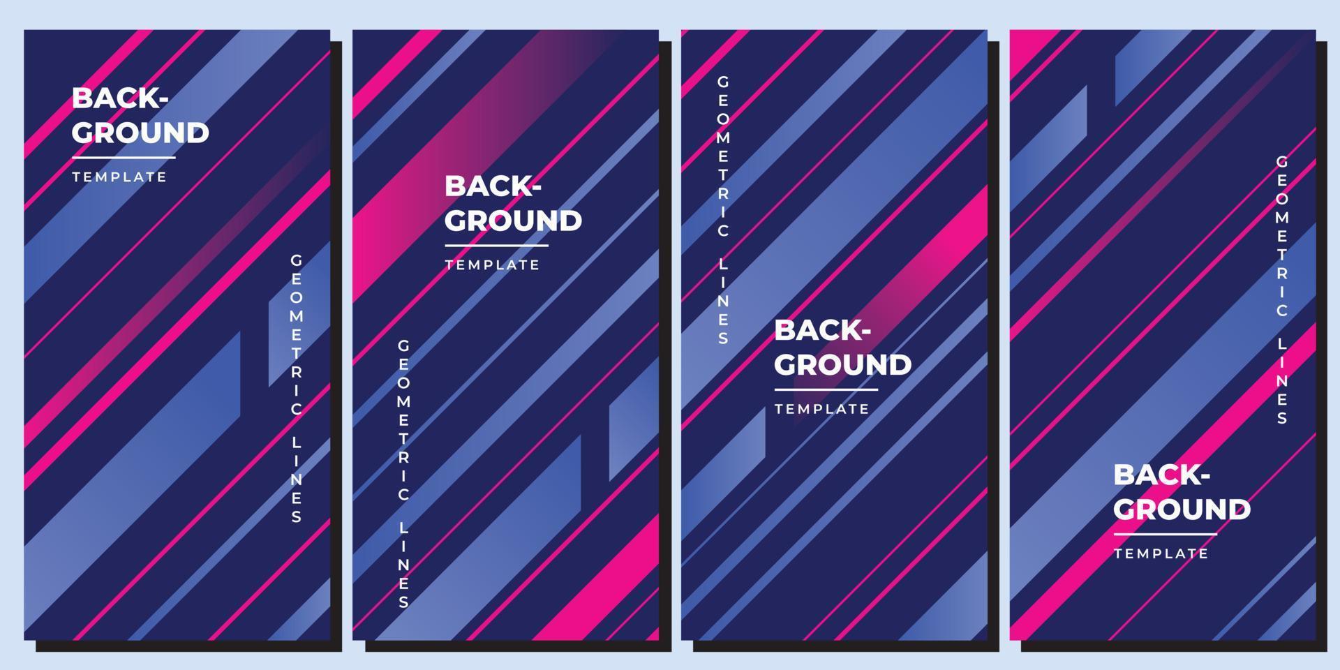 Geometric background template set copy space for poster, flyer, booklet, brochure, leaflet, or pamphlet. Colorful lines background design. vector