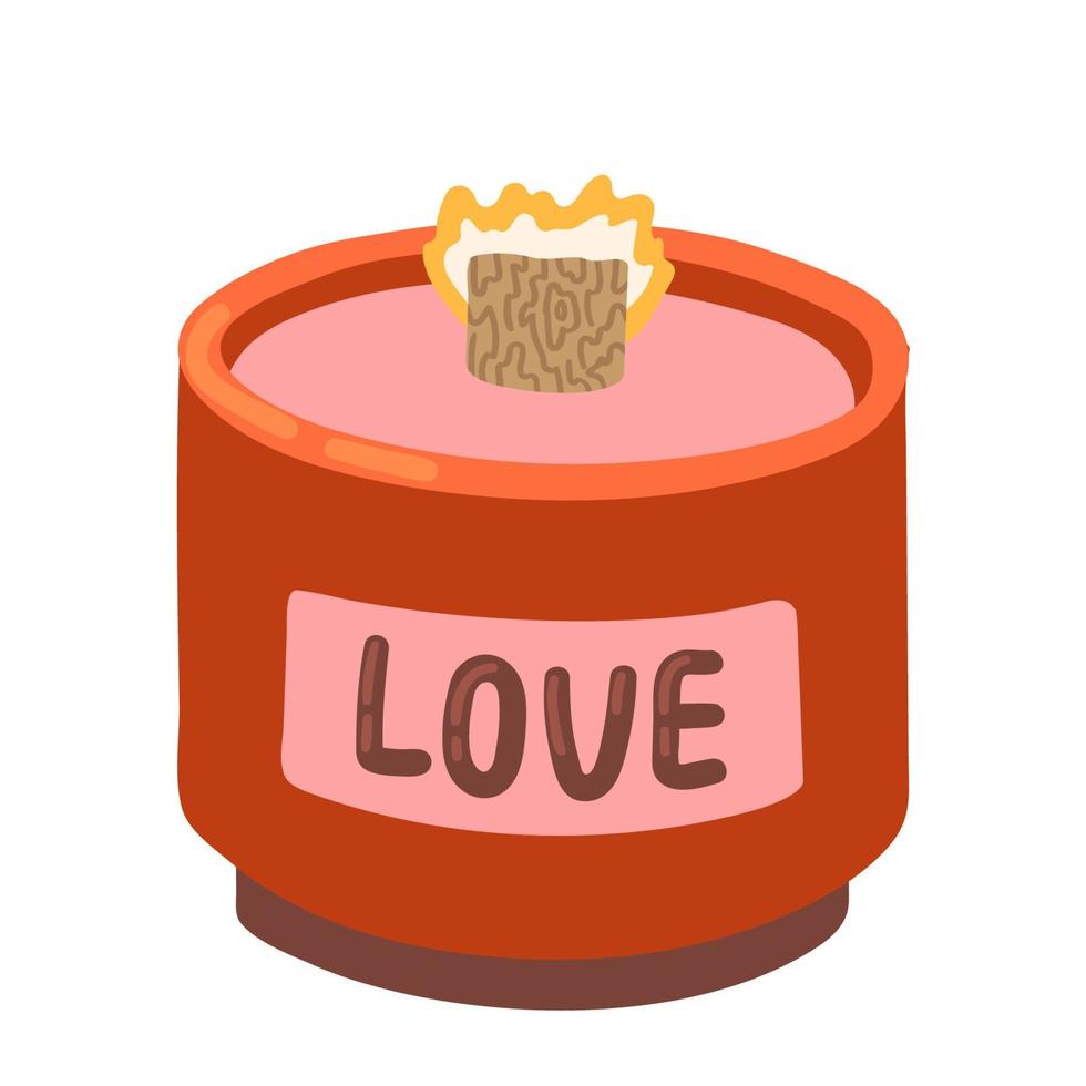 WebLove candle. Home decoration for romantic date. Happy Valentines Day. Vector illustration