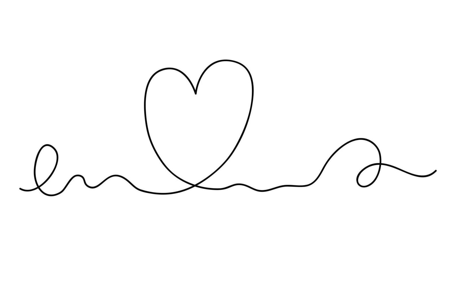 Line with heart hand drawn single line simple style minimalist vector illustration suitable for greeting card, postcards, poster, banner, wedding, St Valentine day holiday concept