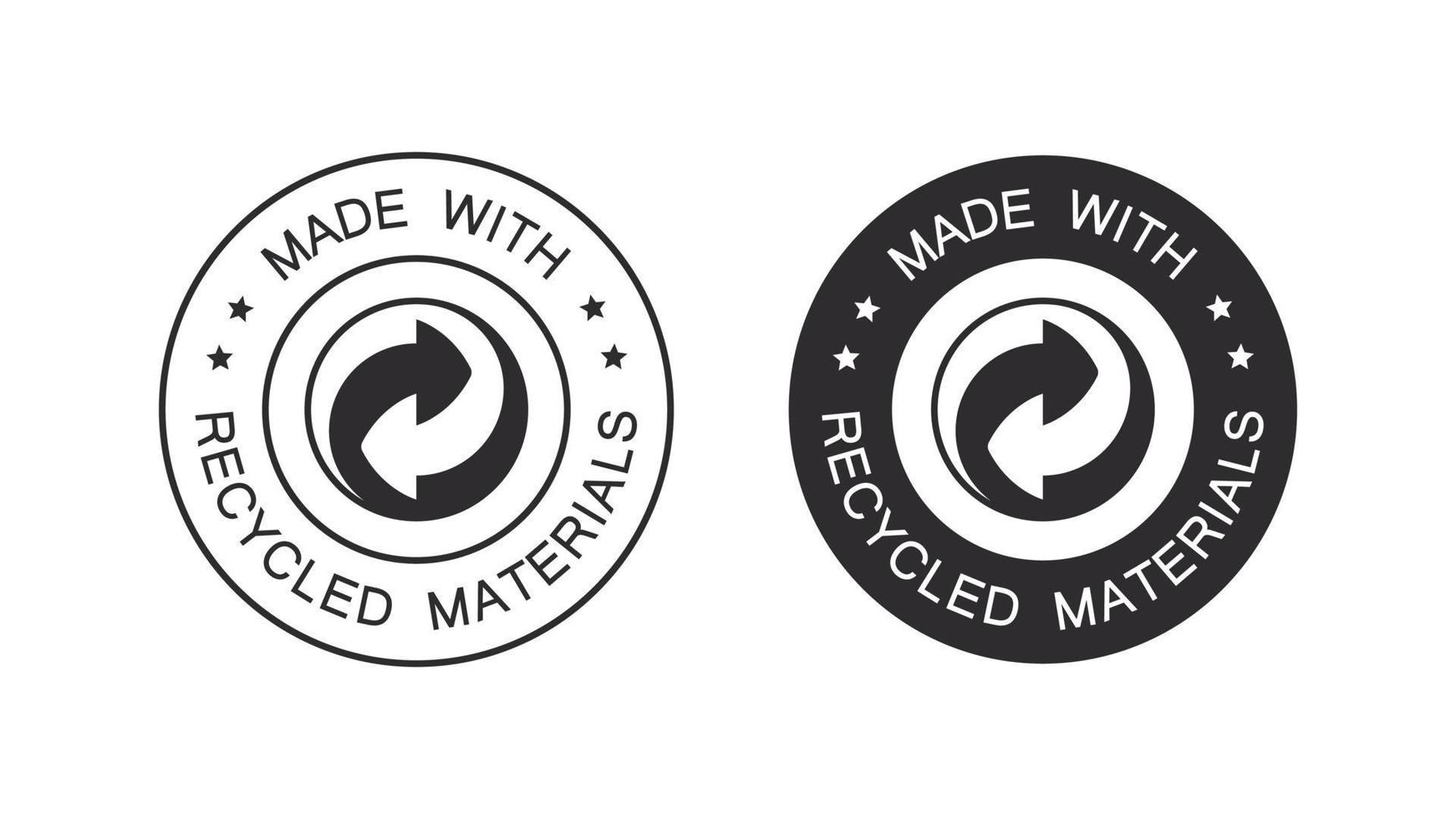 icono del logotipo de reciclaje. insignias materiales reciclados. embalaje y reciclaje. ilustración vectorial vector