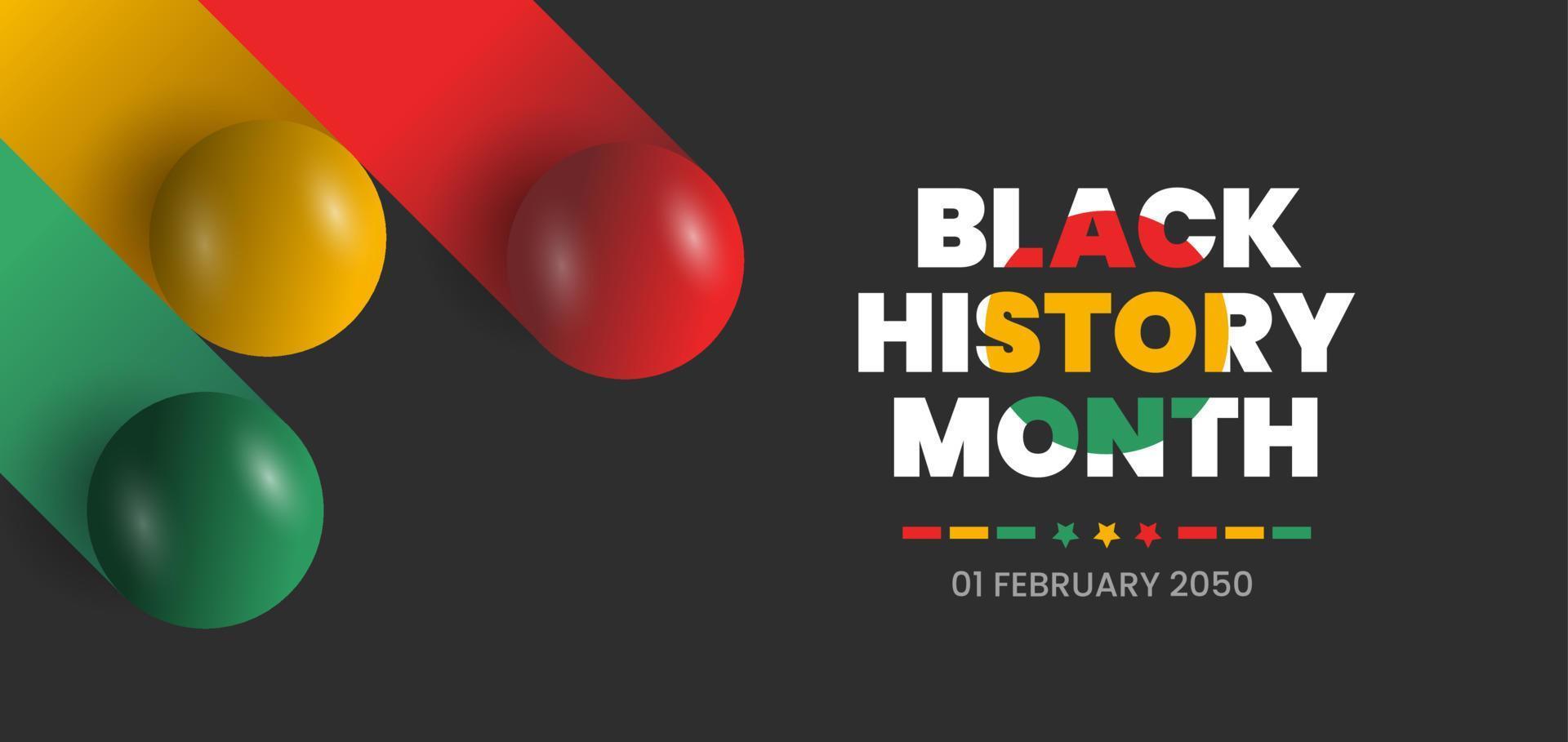 Isolated 3D spheres black history month 2023 background. black history month background. African American History or Black History Month. Celebrated annually in February in the USA, Canada. vector