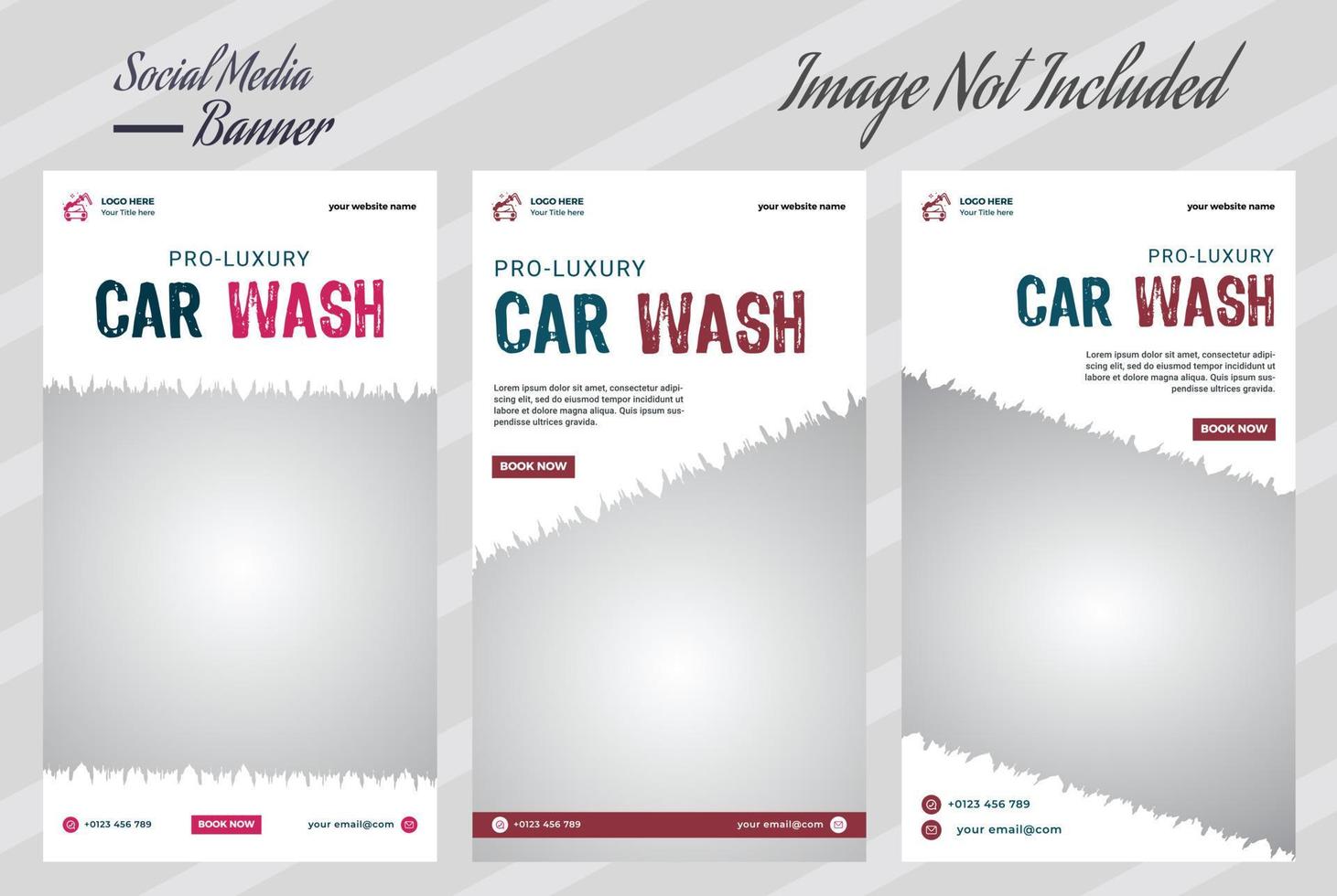 Car wash social media stories banner design set vector