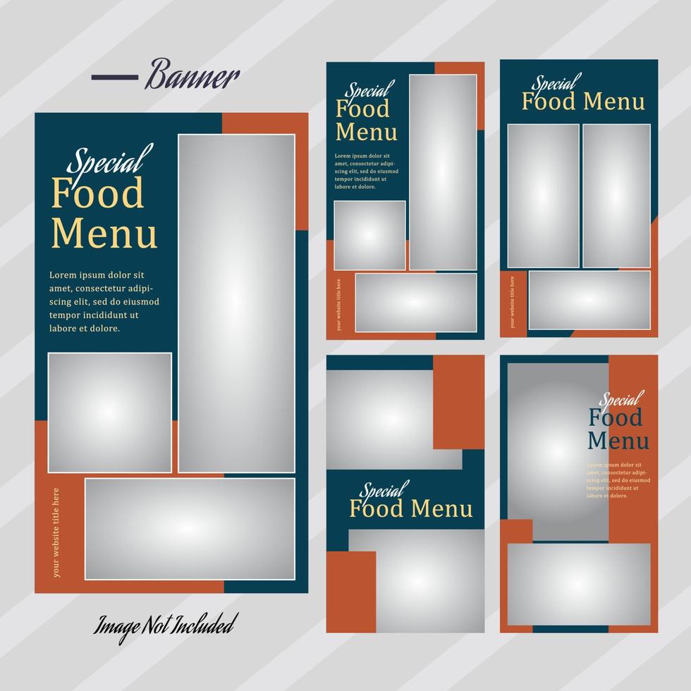 conjunto de diseño de banner de historias de redes sociales de menú de comida de restaurante vector