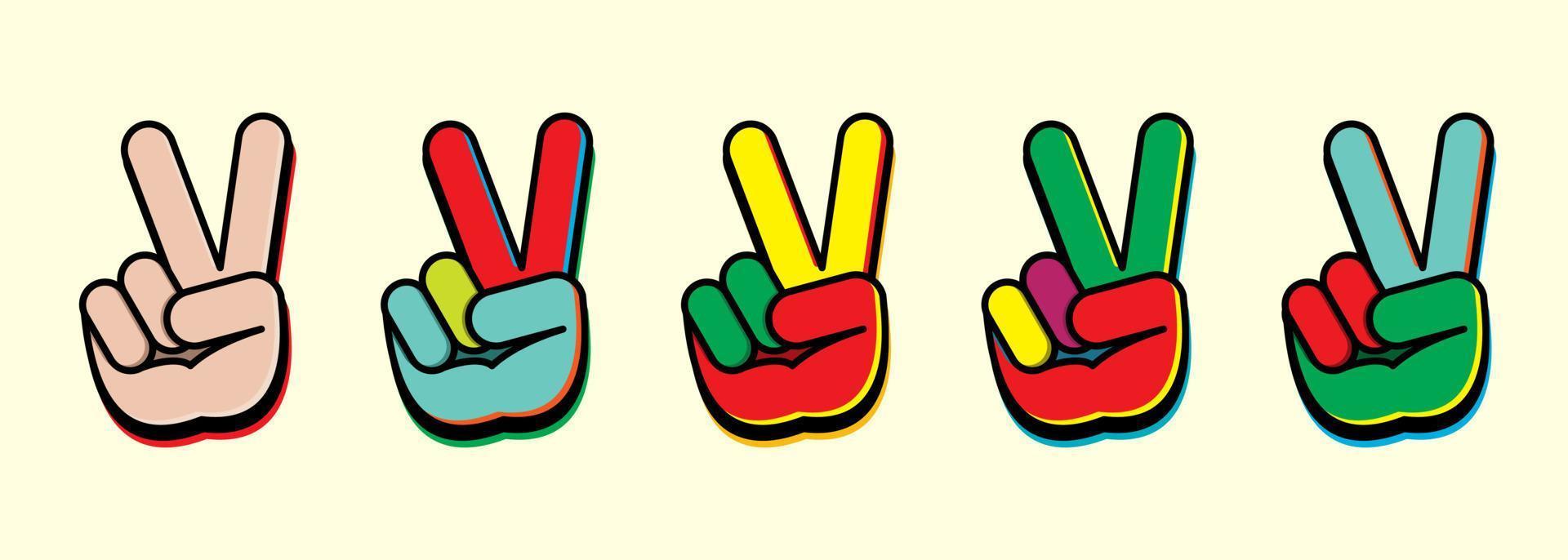 V sign hand gesture symbol for victory in sets. For design elements, print, stickers. vector