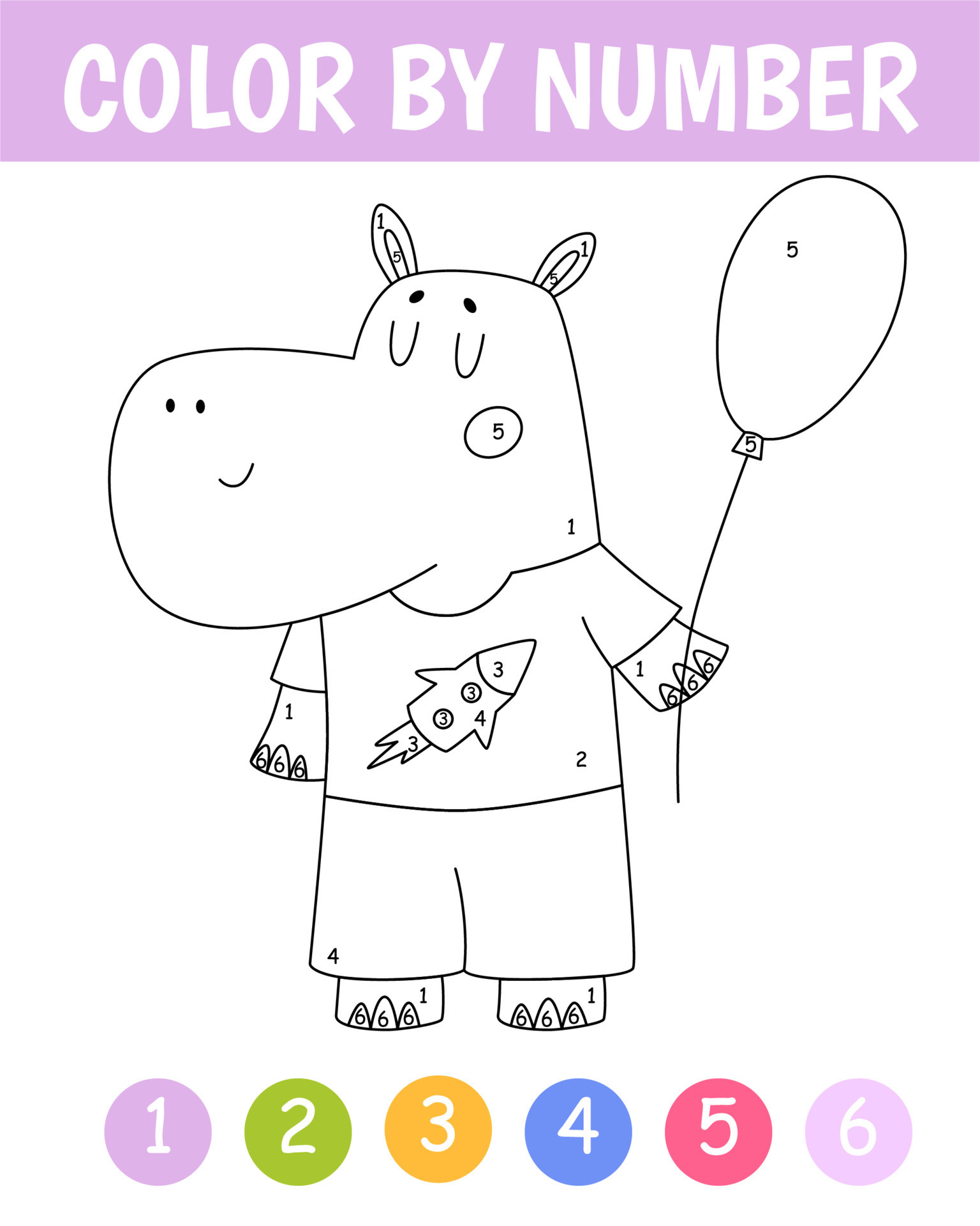 Color by numbers game for kids coloring page Vector Image