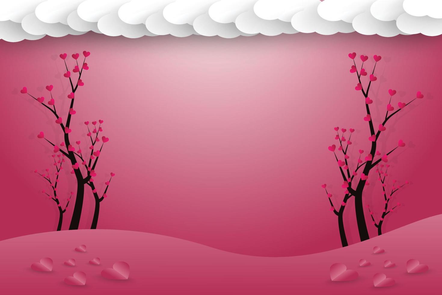 Happy valentines day background with love tree. Valentine's day illustration with a heart love tree on a pink background. vector