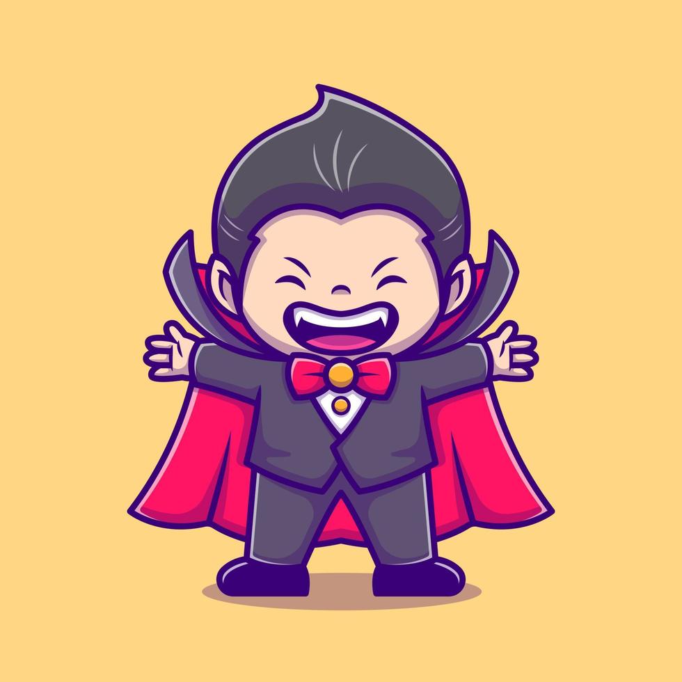 Cute Dracula Cartoon Vector Icon Illustration. People Holiday Icon Concept Isolated Premium Vector. Flat Cartoon Style