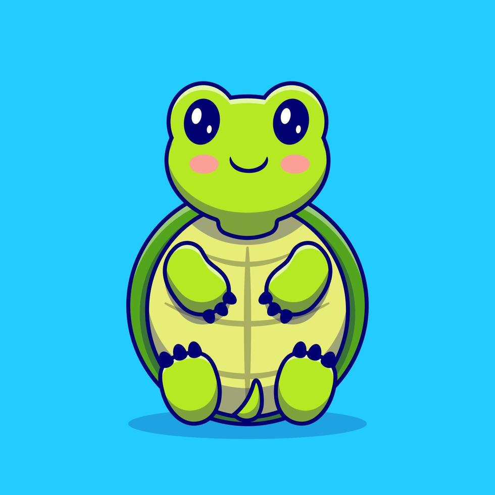 ilustración de icono de vector de dibujos animados lindo tortuga sentarse. concepto de icono de amor animal vector premium aislado. estilo de dibujos animados plana