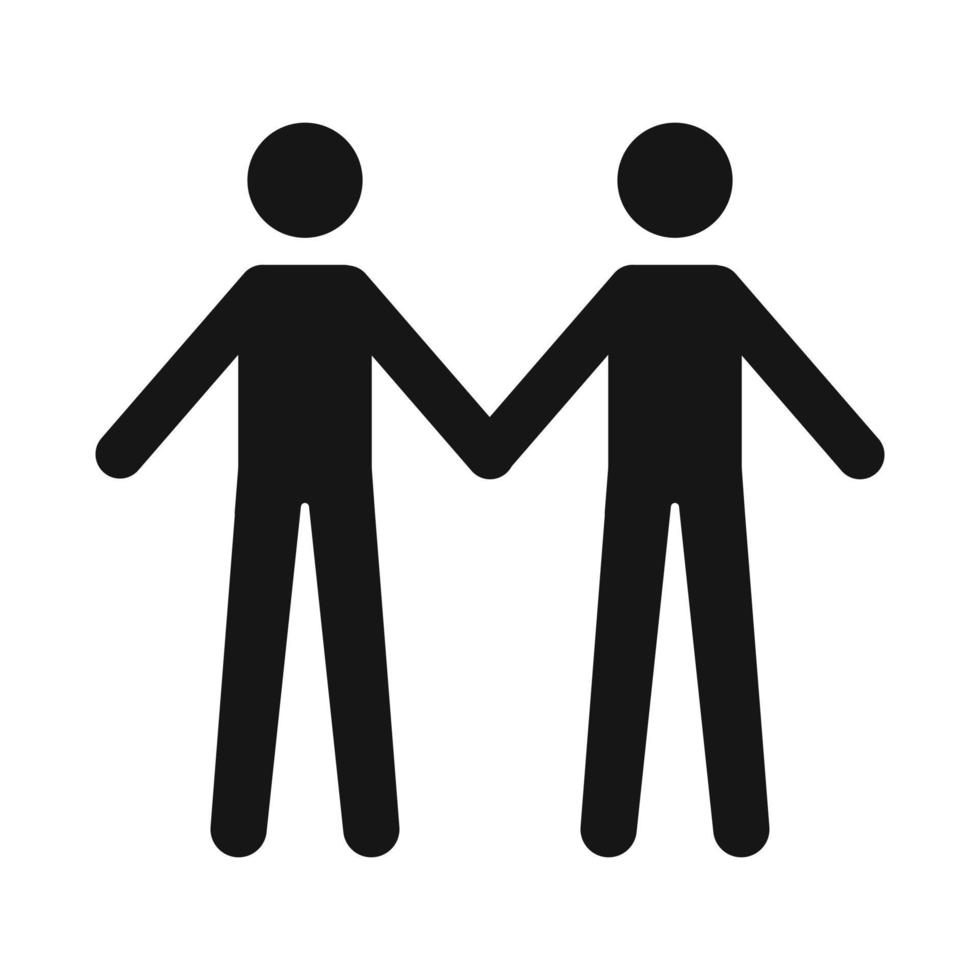 Icon of two men holding hands. Gay couple concept vector