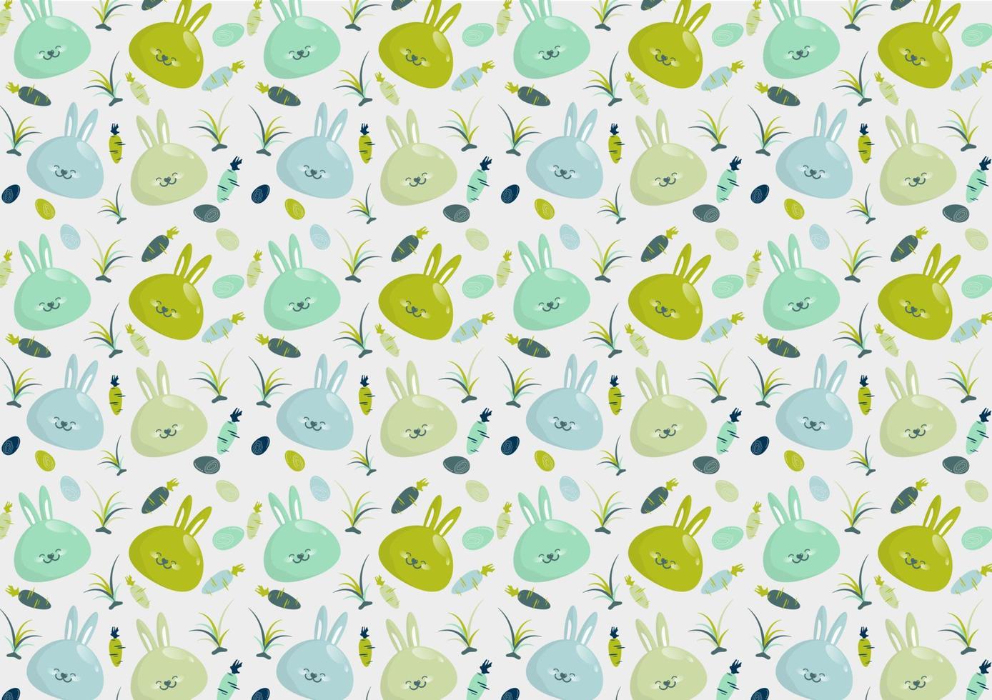Happy Easter seamless pattern cute bunny with Easter eggs Vector illustration.