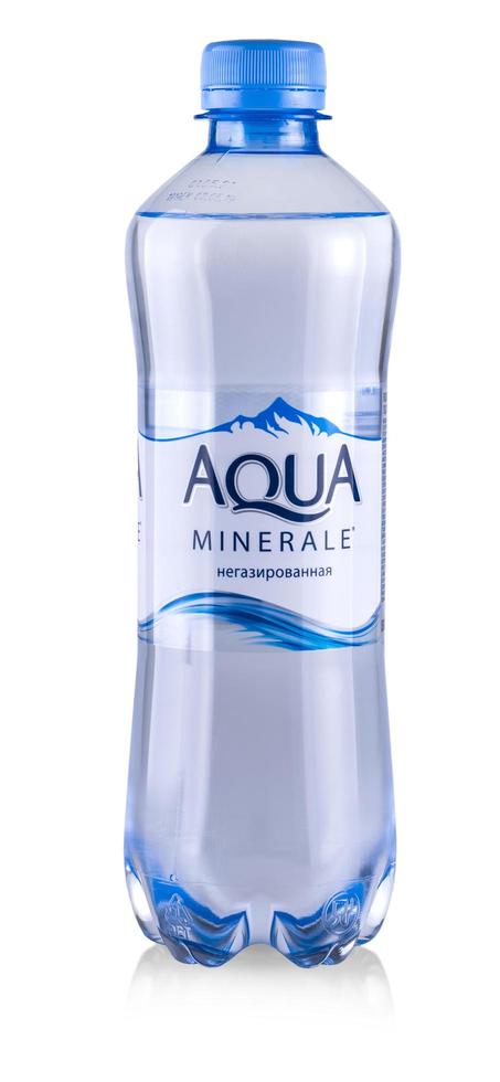 Kamchatka, Russia- 10 June 2021 -  Aqua minerale, mineral water isolated on white background photo