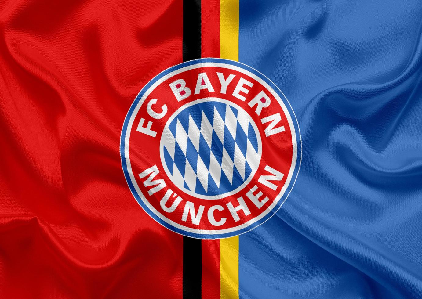 KAMCHATKA, RUSSIA - JANUARY 16, 2023-  close up waving flag of Bayern munichen photo