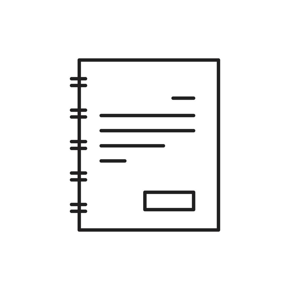 vector de icono de bloc de notas o cuaderno para estudiantes y elementos corporativos de diseño de negocios