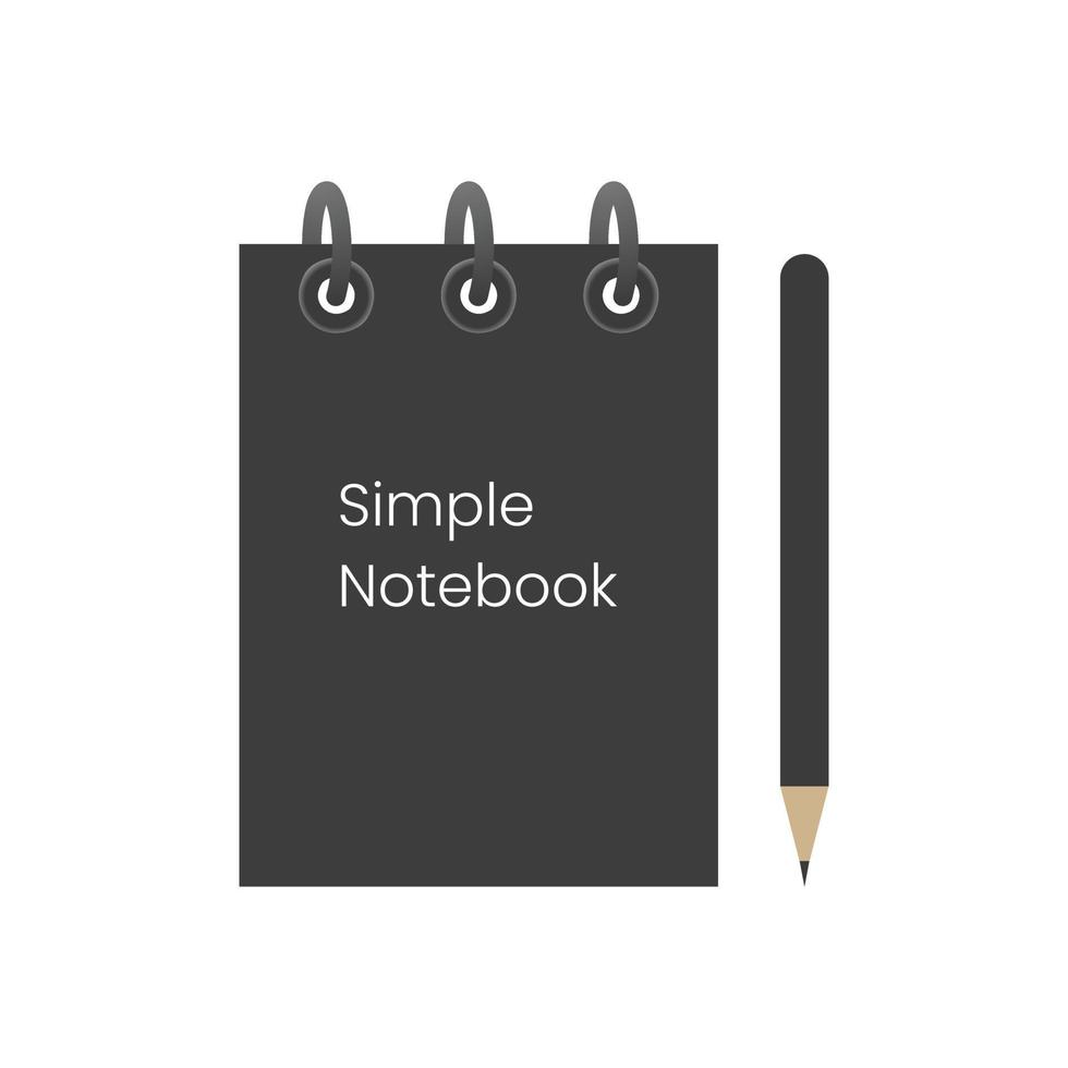 Notebook or notepad paper cover page icon vector and notepad with pen on isolated background for school, collage, university students. Notebook is essential for students to write on it and keep notes