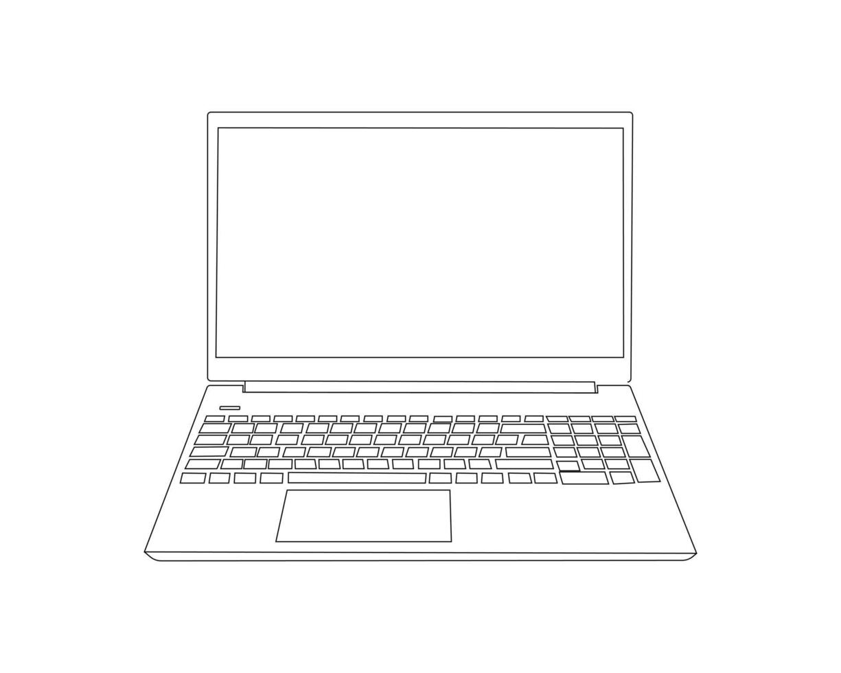 Laptop line art vector illustration