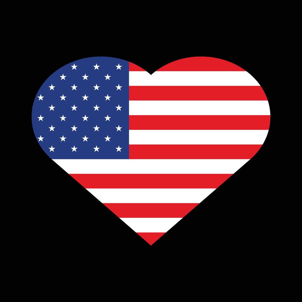 Heart shaped American National Flag, Happy 4th July Independence Day of United State of America, USA Flag Vector Illustration