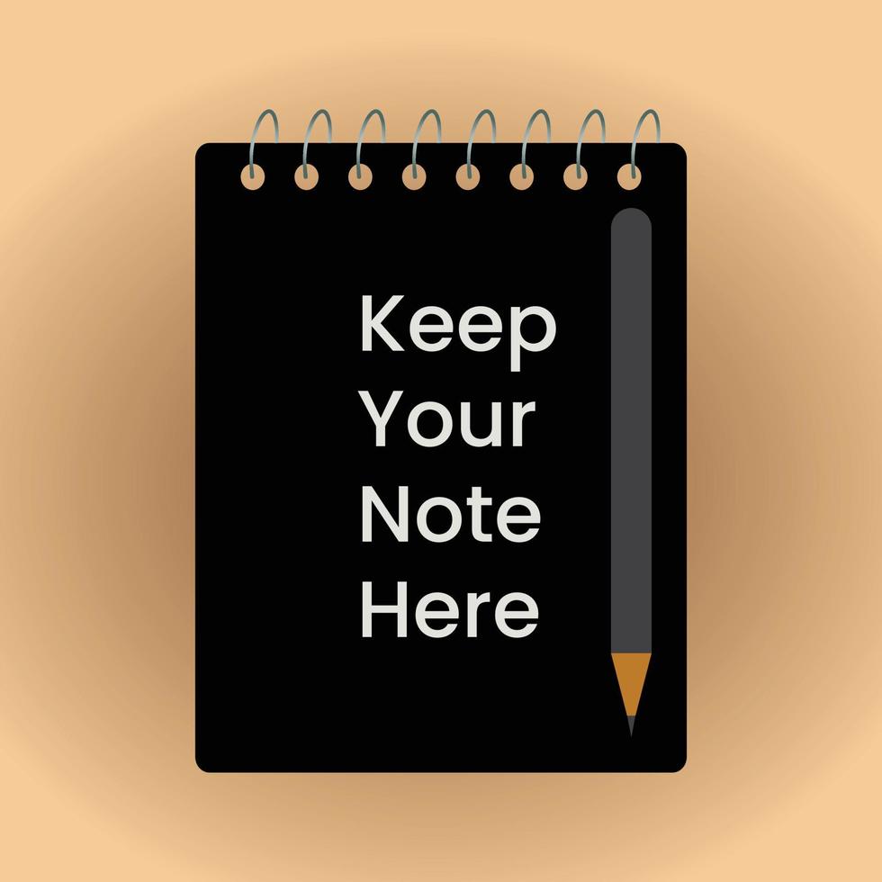 Notebook or notepad paper cover page icon vector and notepad with pen on isolated background for school, collage, university students. Notebook is essential for students to write on it and keep notes.