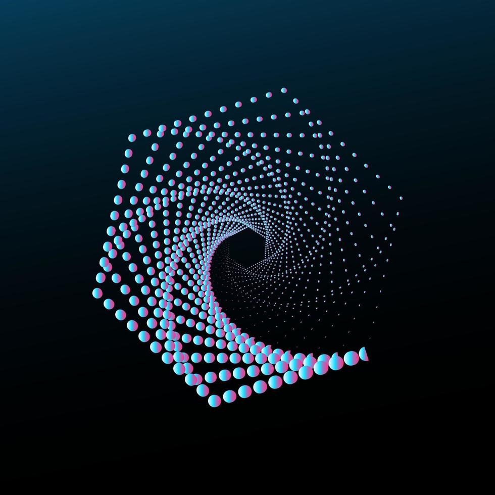 Neon geometric futuristic figure on a dark background vector