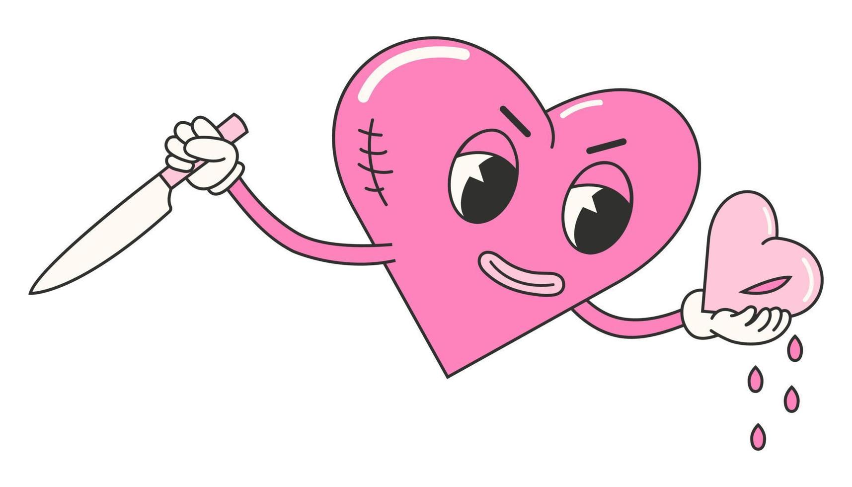 Trendy y2k anti valentines day sticker. 2000s anti valentines day conception. Cartoon character vector