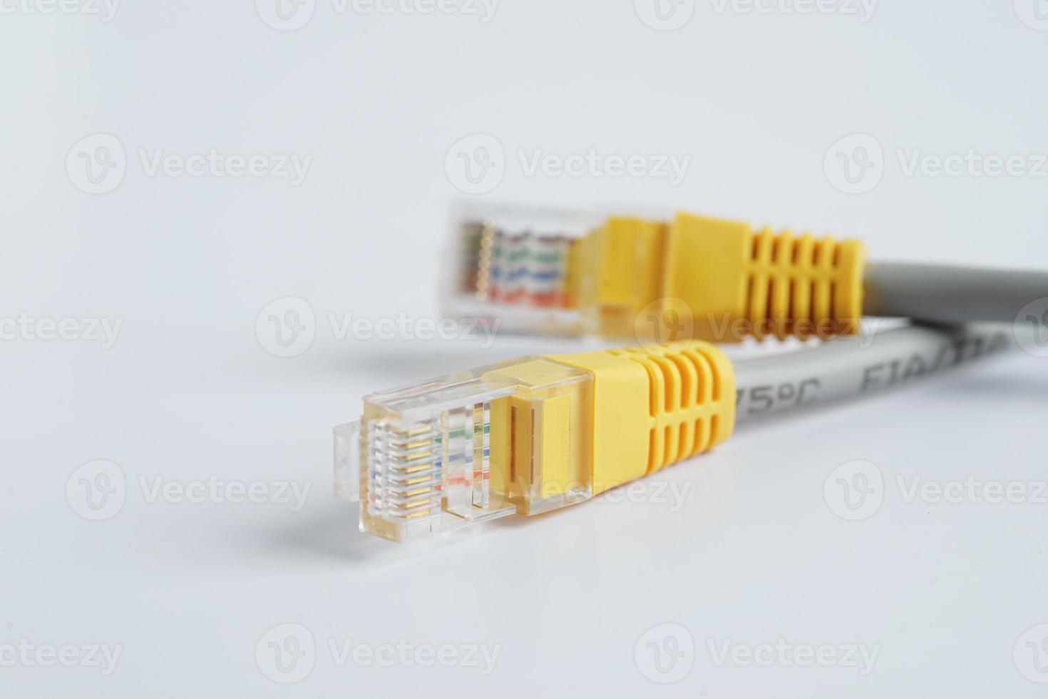 Lan cable internet connection network, rj45 connector ethernet cable. photo