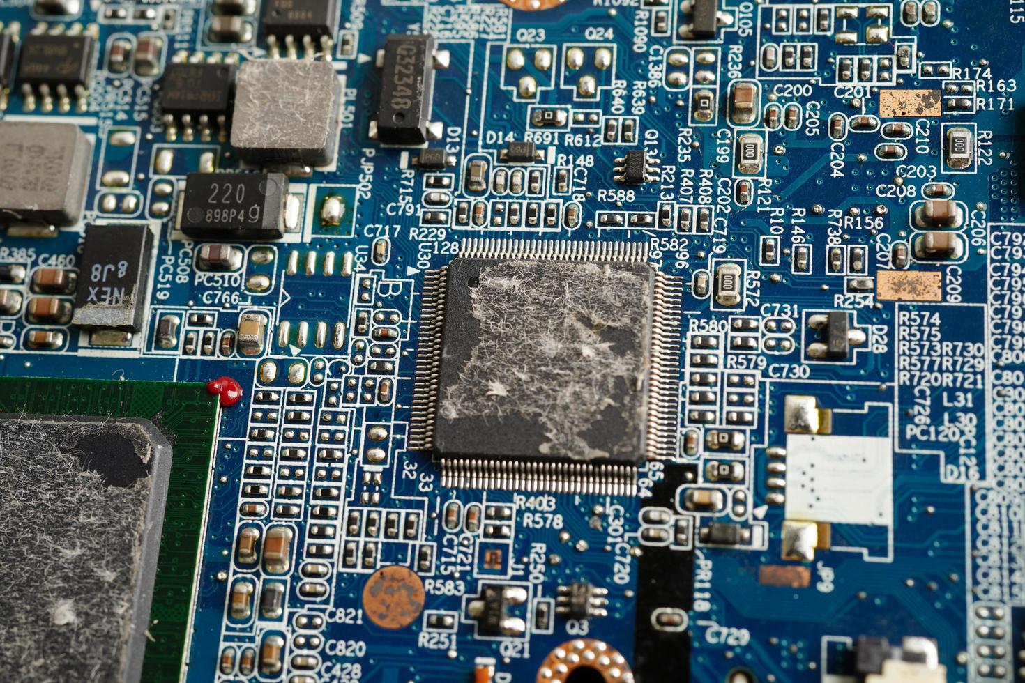 Repairing and upgrade circuit mainboard of notebook, electronic, computer hardware and technology concept. photo