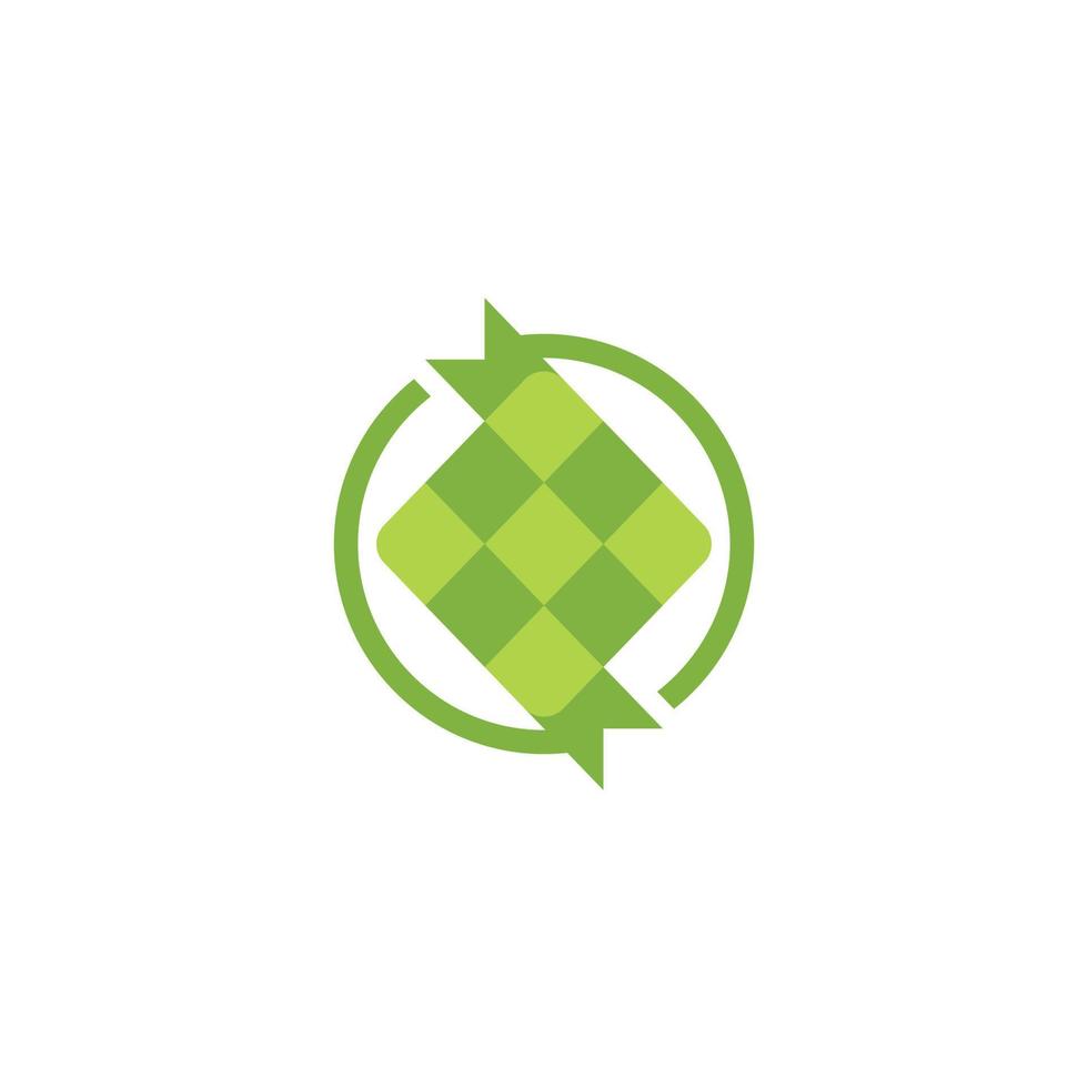 Ketupat inside circle flat style. Vector logo icon