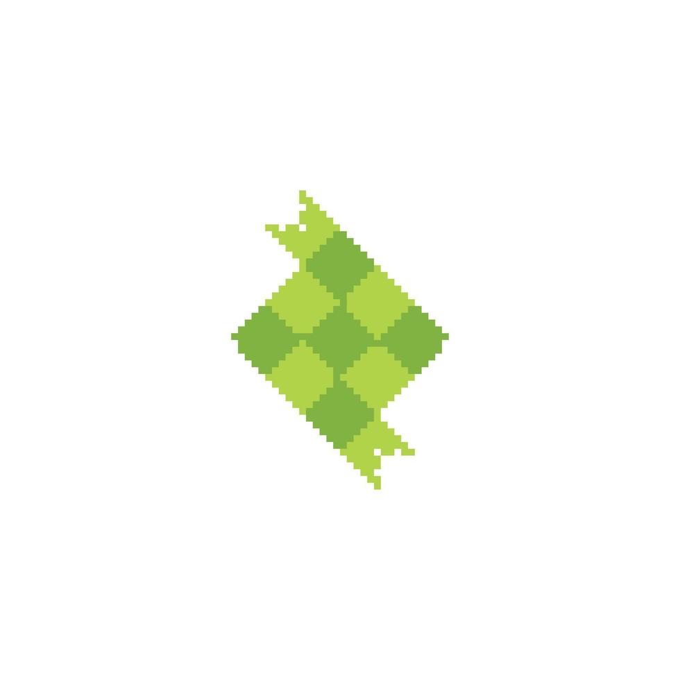 Ketupat, traditional food. Pixel art icon illustration vector