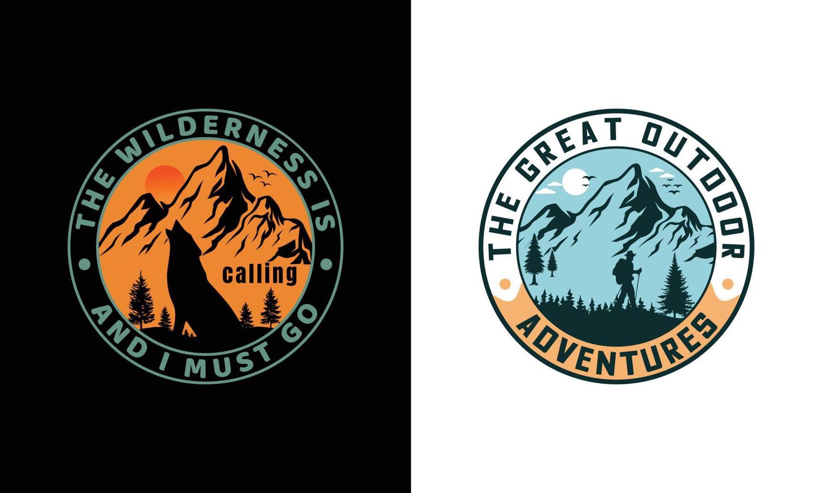 Adventure outdoor mountain logo design vector illustration and vector graphic for t shirt design