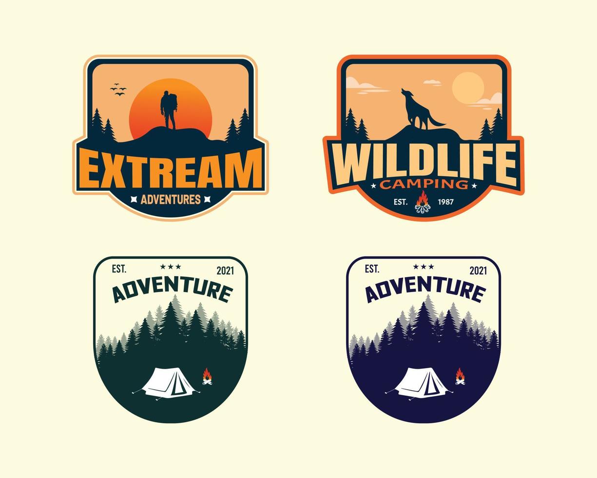 ilustración de vector de diseño de logotipo de montaña al aire libre de aventura y gráfico vectorial para diseño de camiseta
