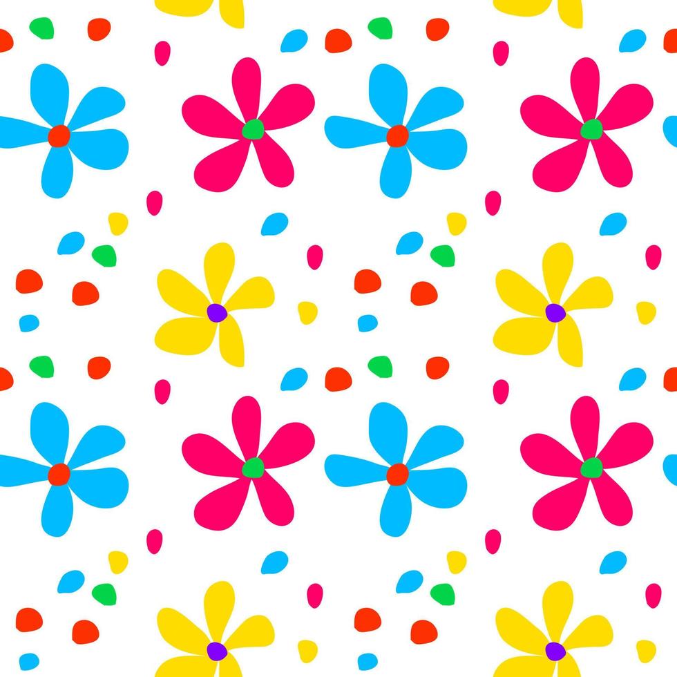 Summer daisy flowers seamless pattern. Simple flat modern drawing. Floral texture collection for textile and fashion design. Spring botanical print. vector
