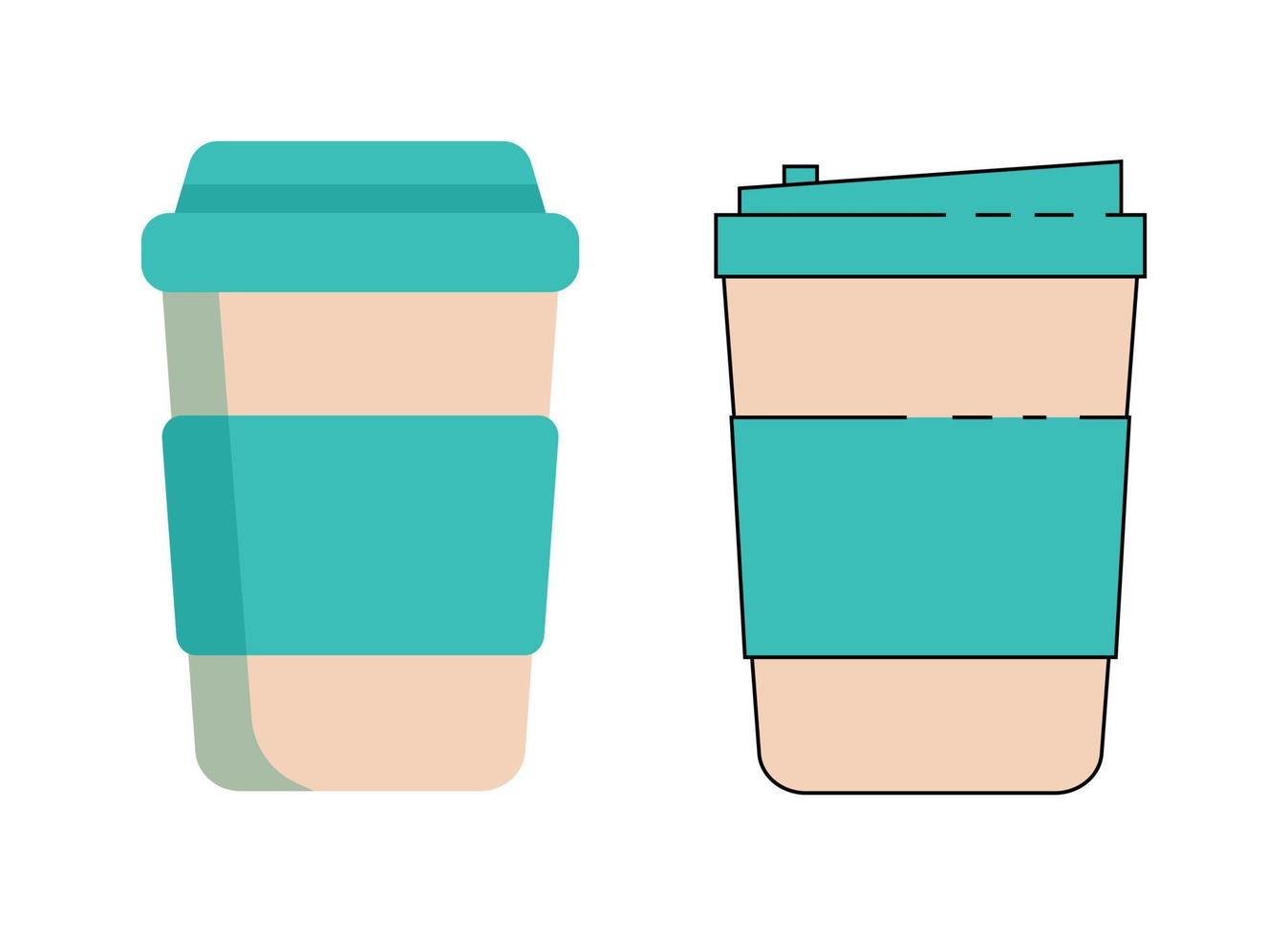 Blue paper cup. Cups for hot coffee and tea. Container drink for cafe, coffee or tea hot illustration vector