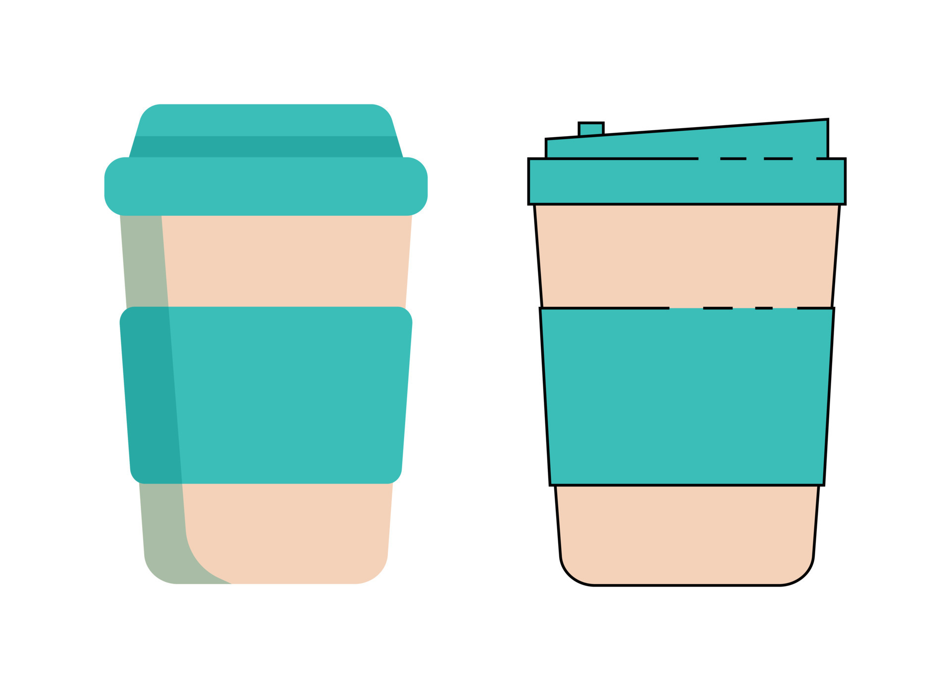 Blue paper cup. Cups for hot coffee and tea. Container drink for cafe