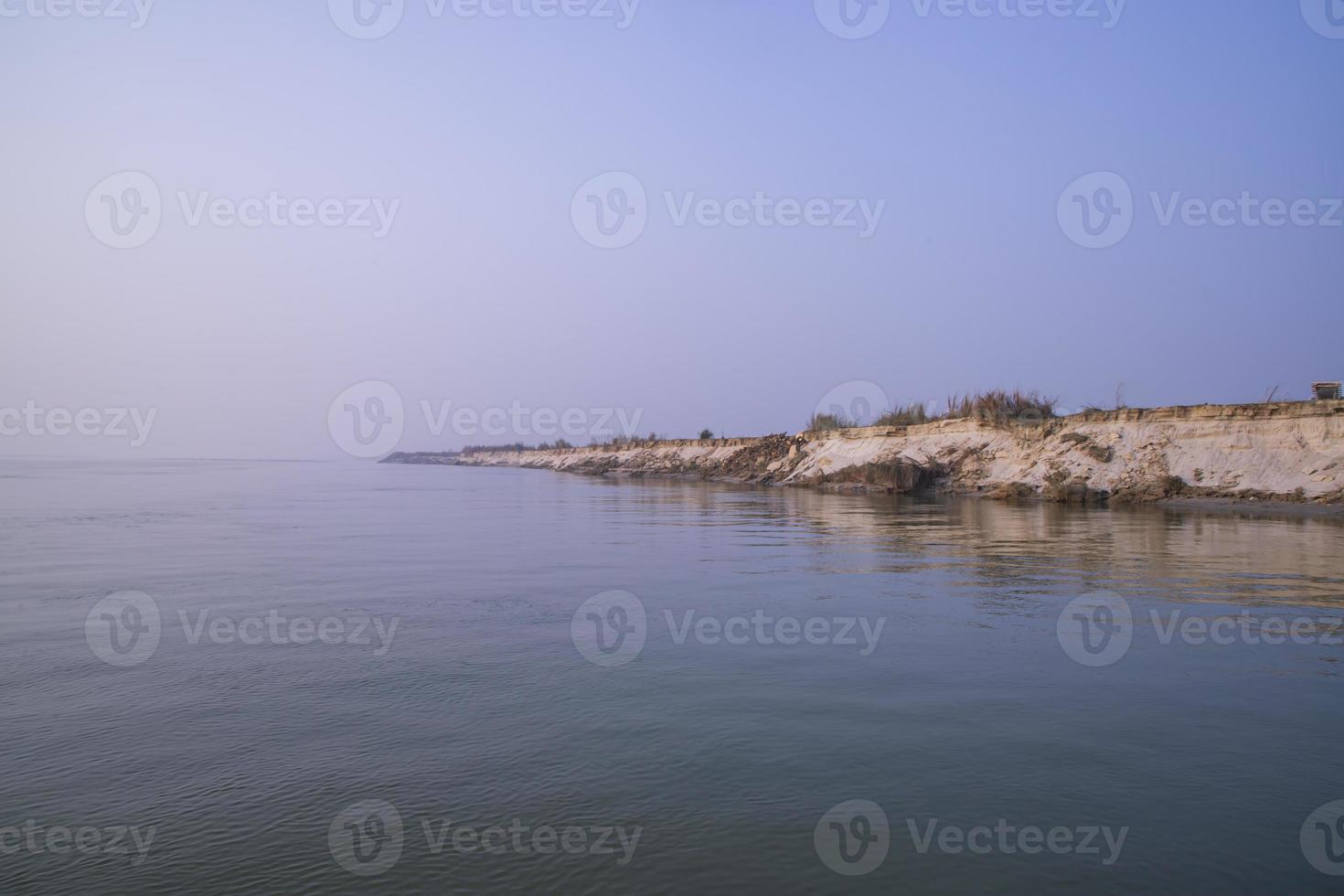 Padma River Bluewater and sand island with blue sky  beautiful  landscape view photo