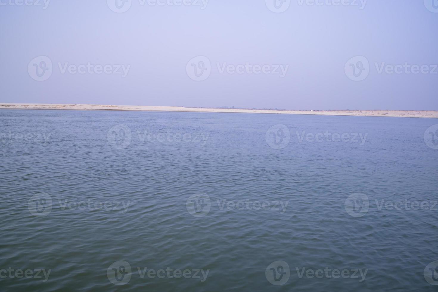 Padma River Bluewater and sand island with blue sky  beautiful  landscape view photo