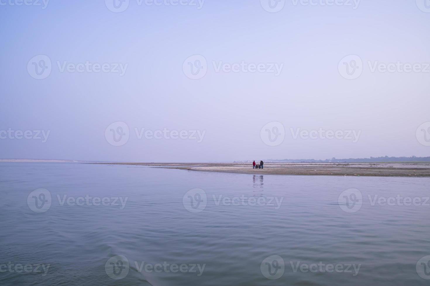 Padma River Bluewater and sand island with blue sky  beautiful  landscape view photo