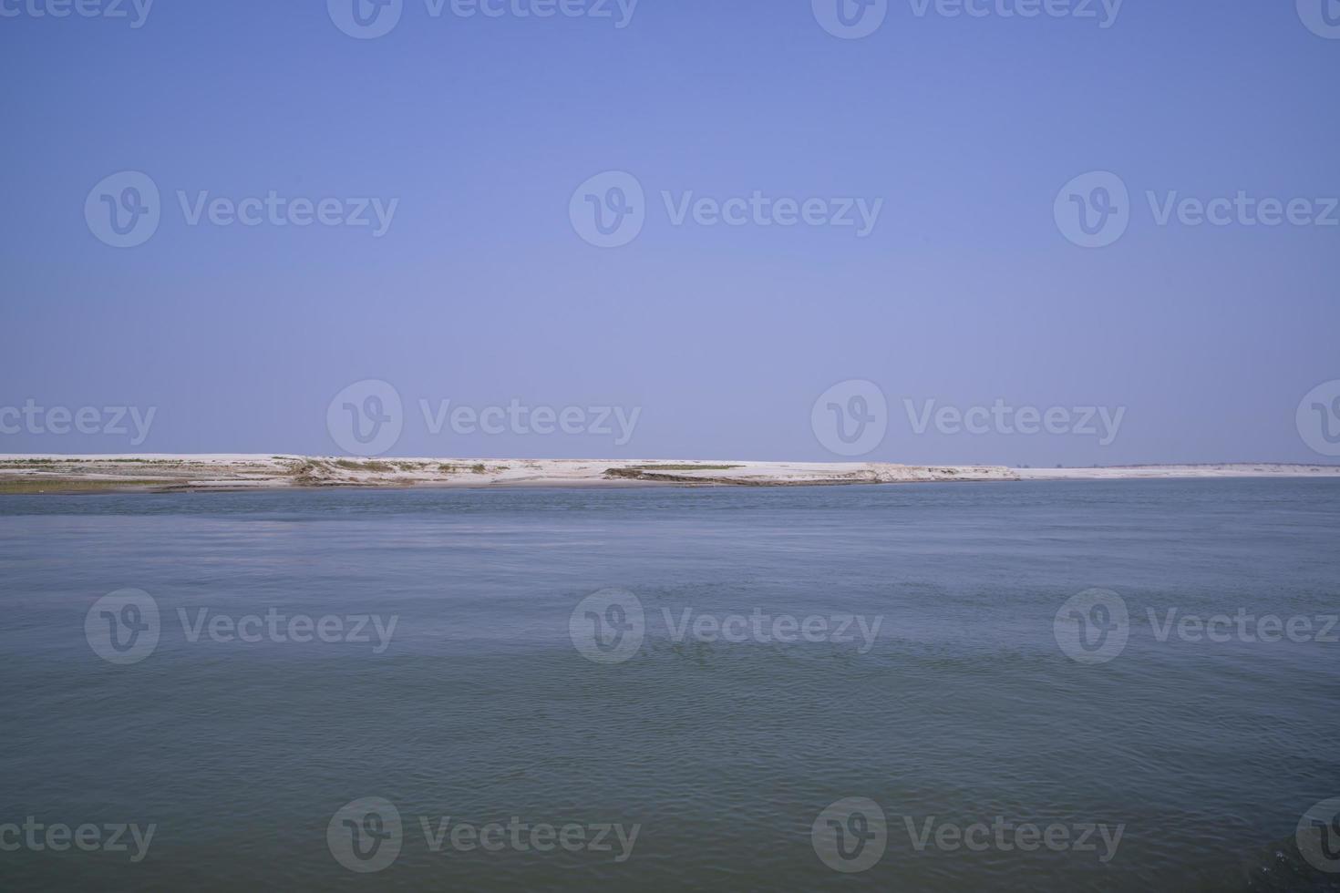 Padma River Bluewater and sand island with blue sky  beautiful  landscape view photo